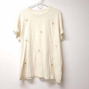 NWT THE GREAT. Womens Embroidered Short Sleeve Crew Neck Top Size 3